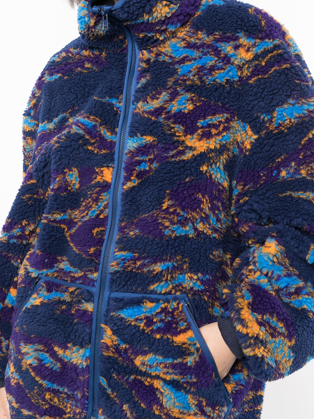 Oversized fabric fleece jacket - Multicolour print