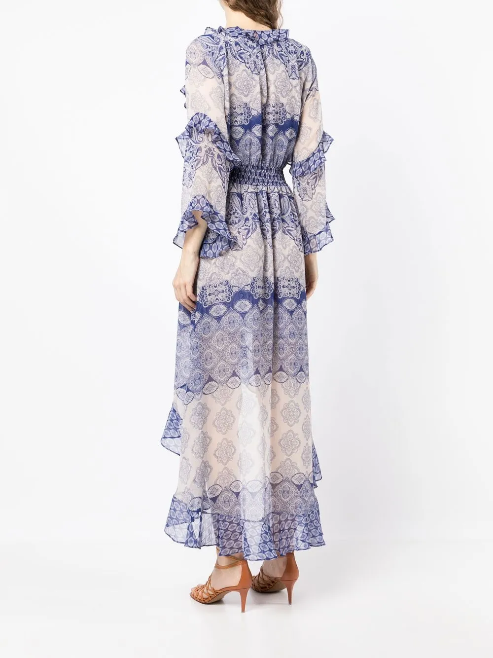 Mexicali rose printed outlet smocked maxi dress