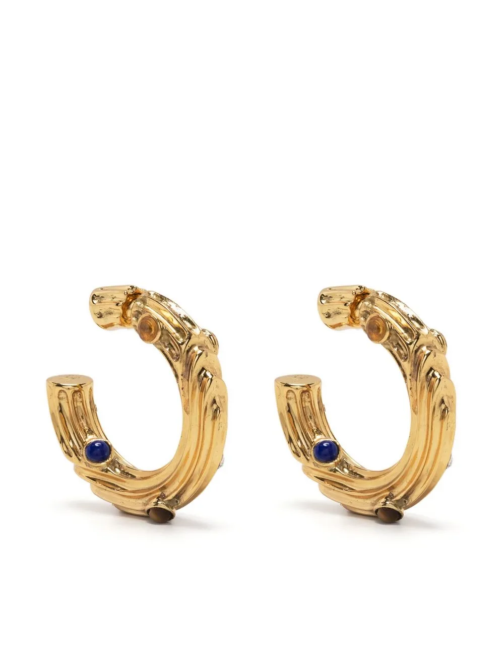 

Christopher Esber ridged reverse crystal hoops - Gold