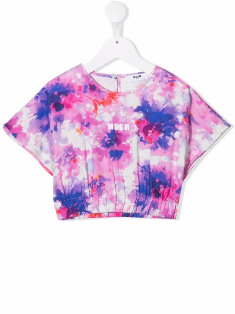 MSGM Kids tie dye-print short-sleeved T-shirt