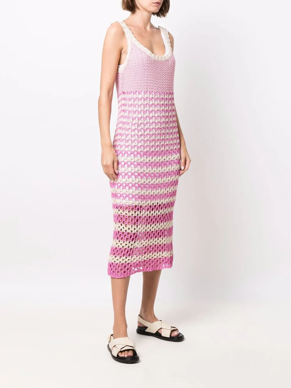 Striped Crochet Knit Dress