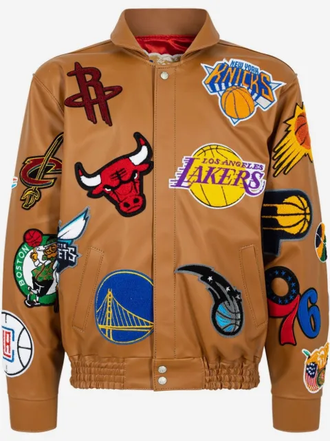 Jeff Hamilton NBA Collage faux-leather jacket