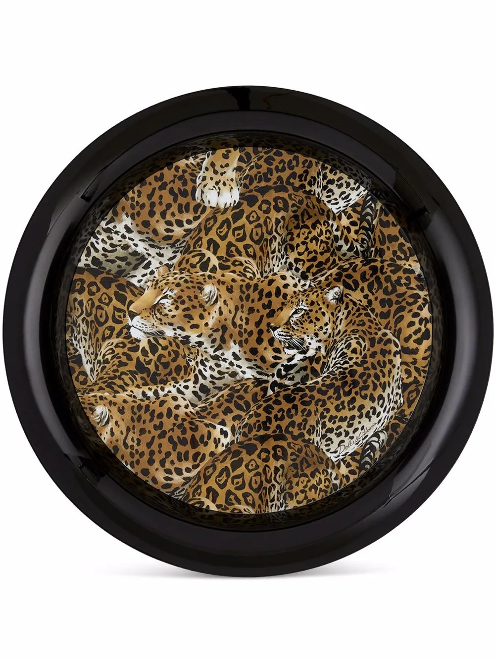 

Dolce & Gabbana leopard-print metal tray - Black