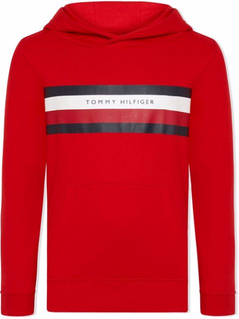Tommy Hilfiger Junior logo print striped hoodie