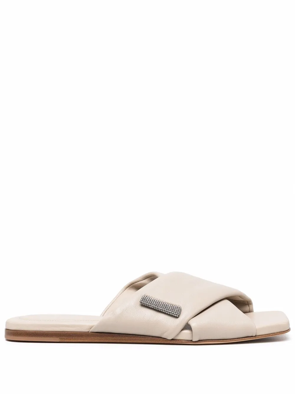 

Brunello Cucinelli cross-strap leather sandals - Neutrals