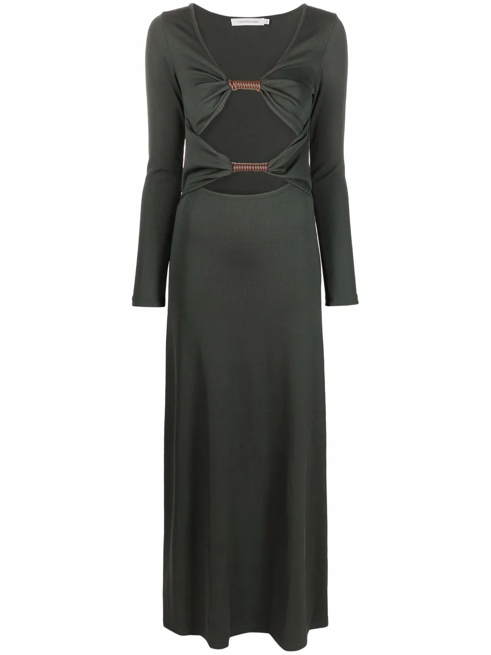 Christopher Esber robe longue à découpes - Vert