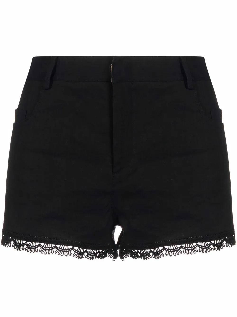 

PINKO shorts con bordes festoneados y florales - Negro