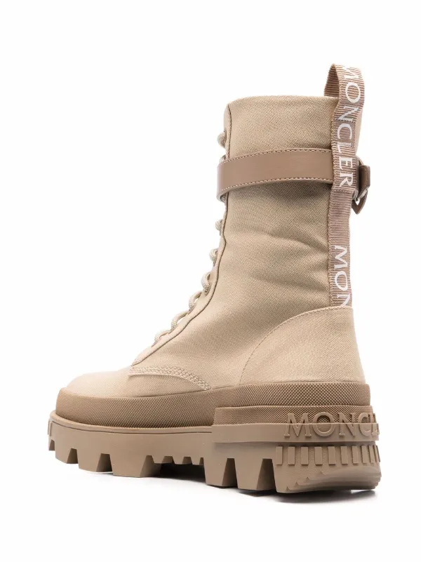 Moncler logo print Leather Boots Neutrals FARFETCH HK