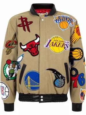 JEFF HAMILTON Lakers Appliquéd Felt and Leather Bomber Jacket for