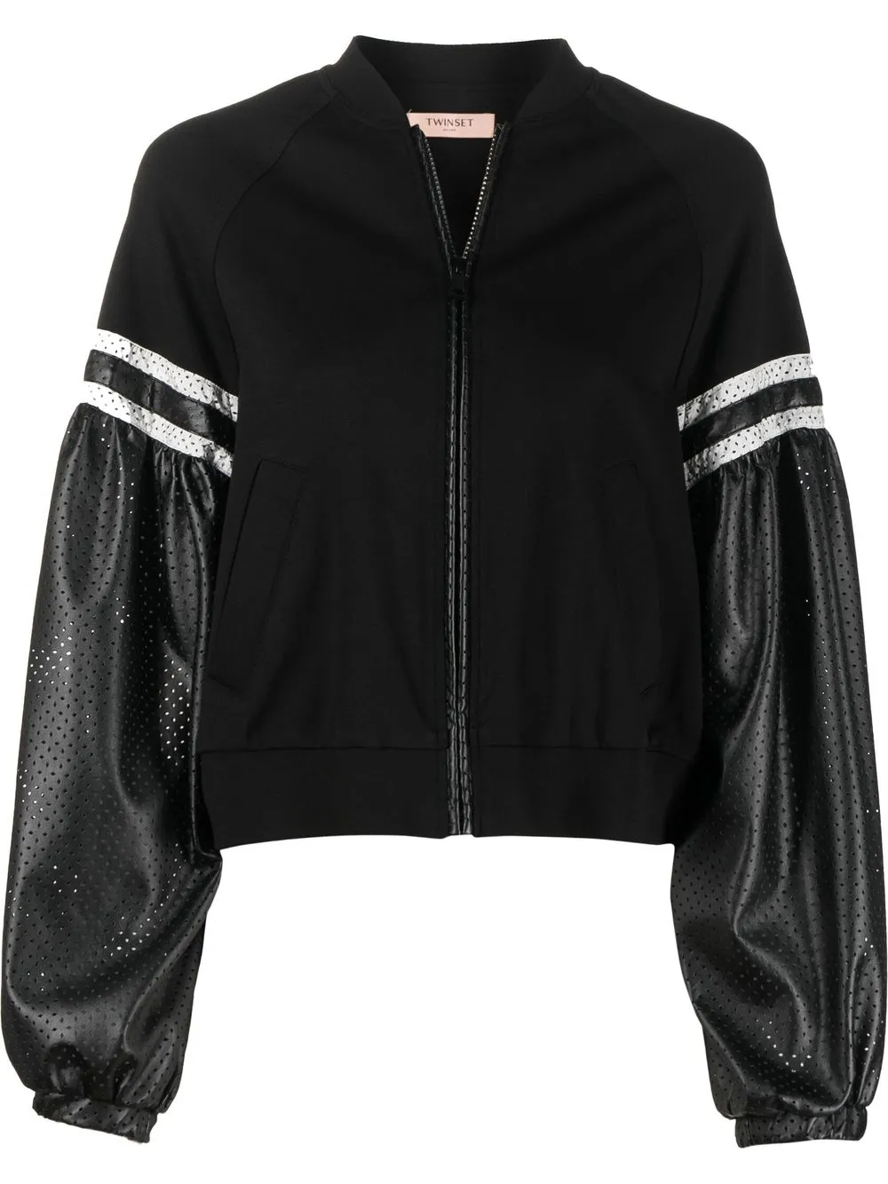 

TWINSET contrast-sleeve bomber jacket - Black