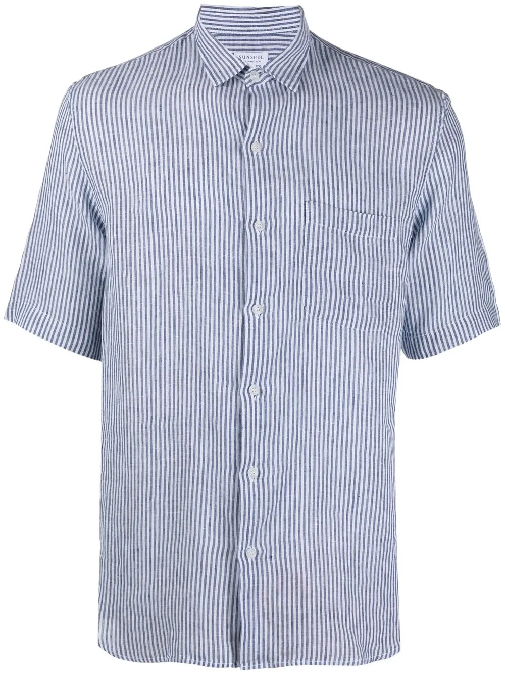 Sunspel Striped Linen Shirt In Weiss