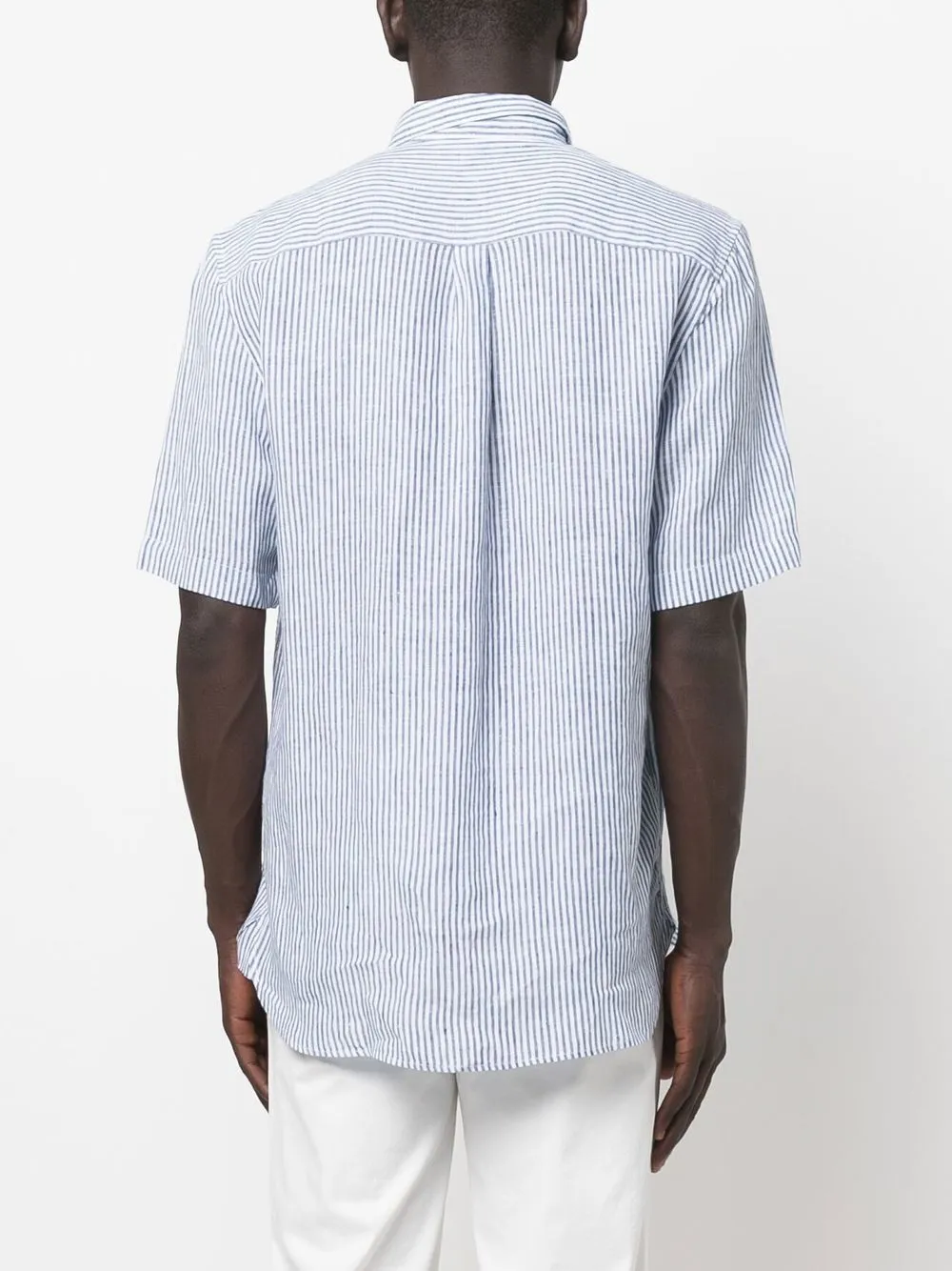 Sunspel Striped Linen Shirt In Weiss