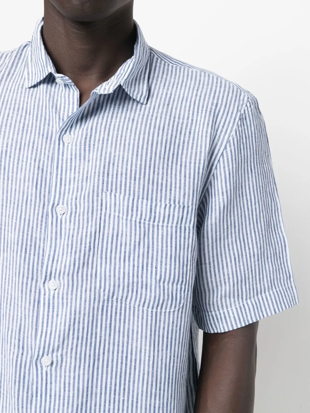 Sunspel Striped Linen Shirt In Weiss