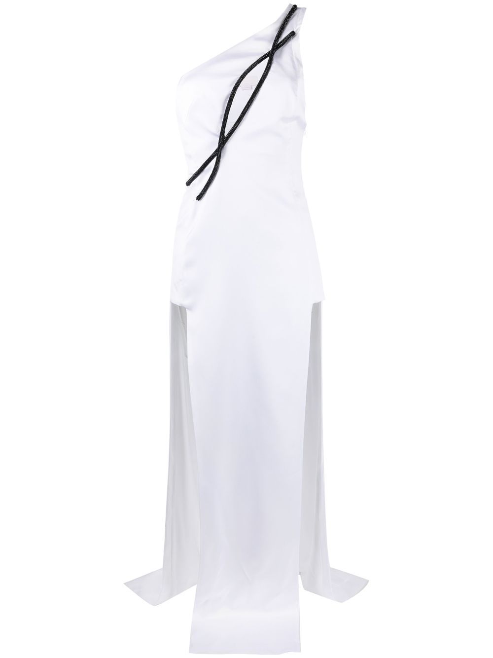 Shop Genny One-shoulder Double-slit Dress In White