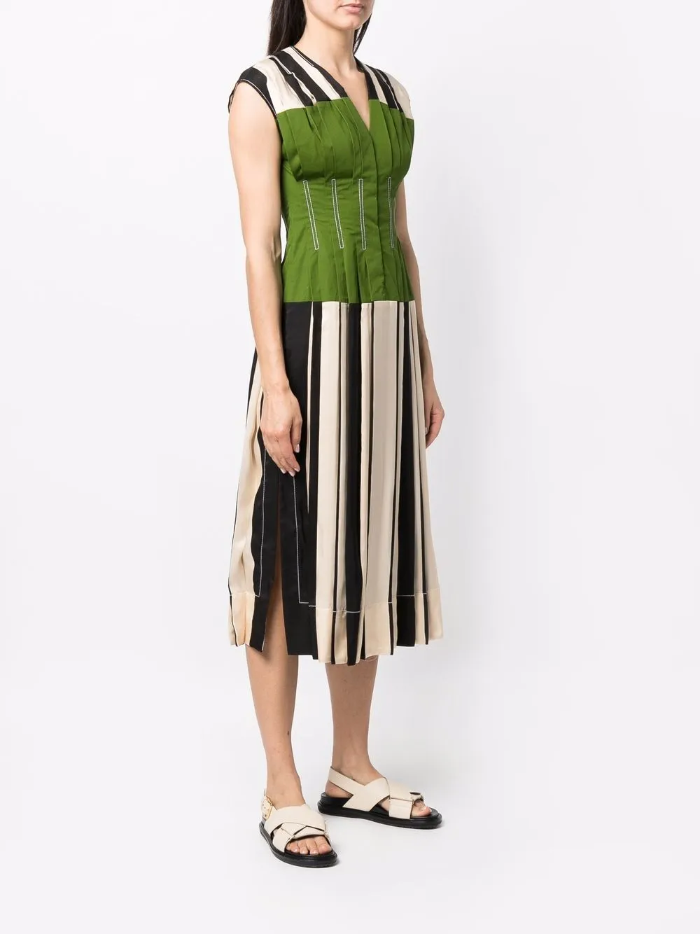 Tory Burch pleated colour-block midi dress