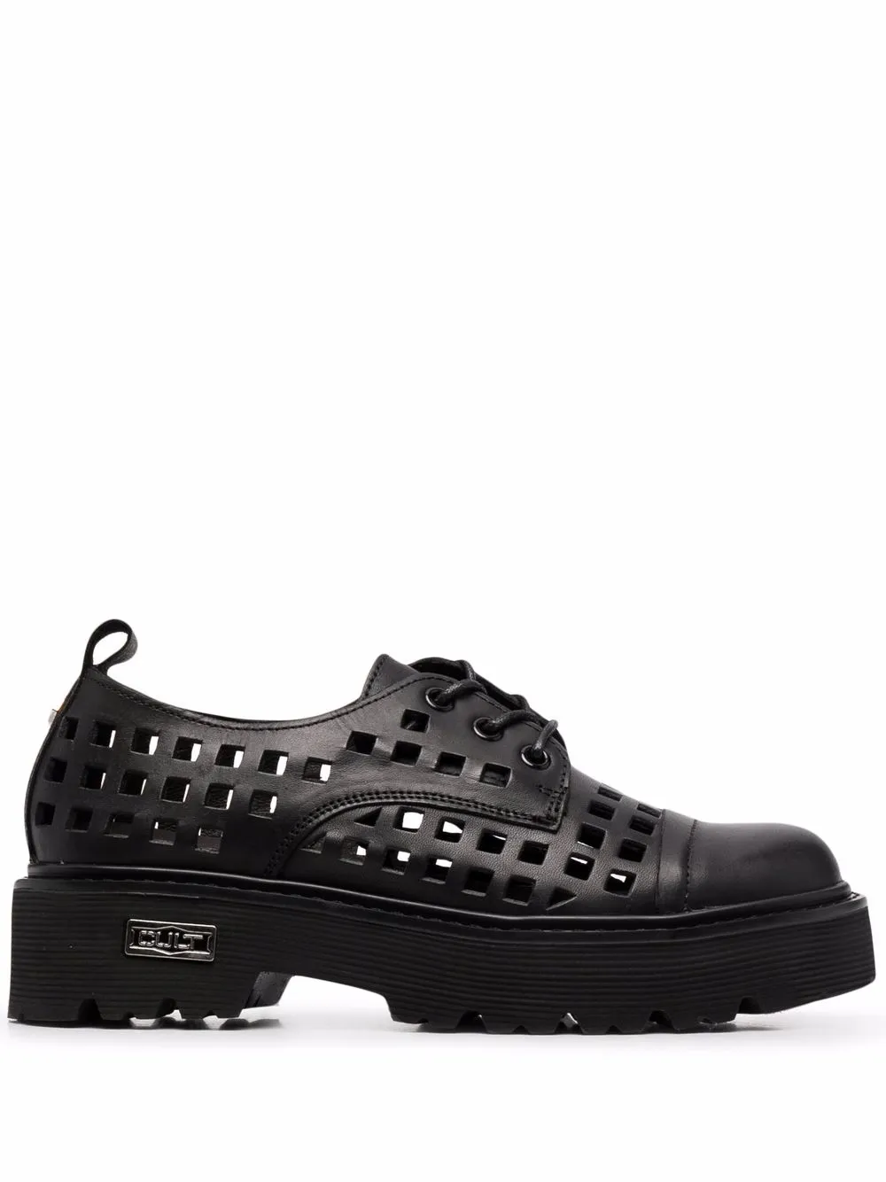 

Cult zapatos con agujetas y cortes a láser - Negro