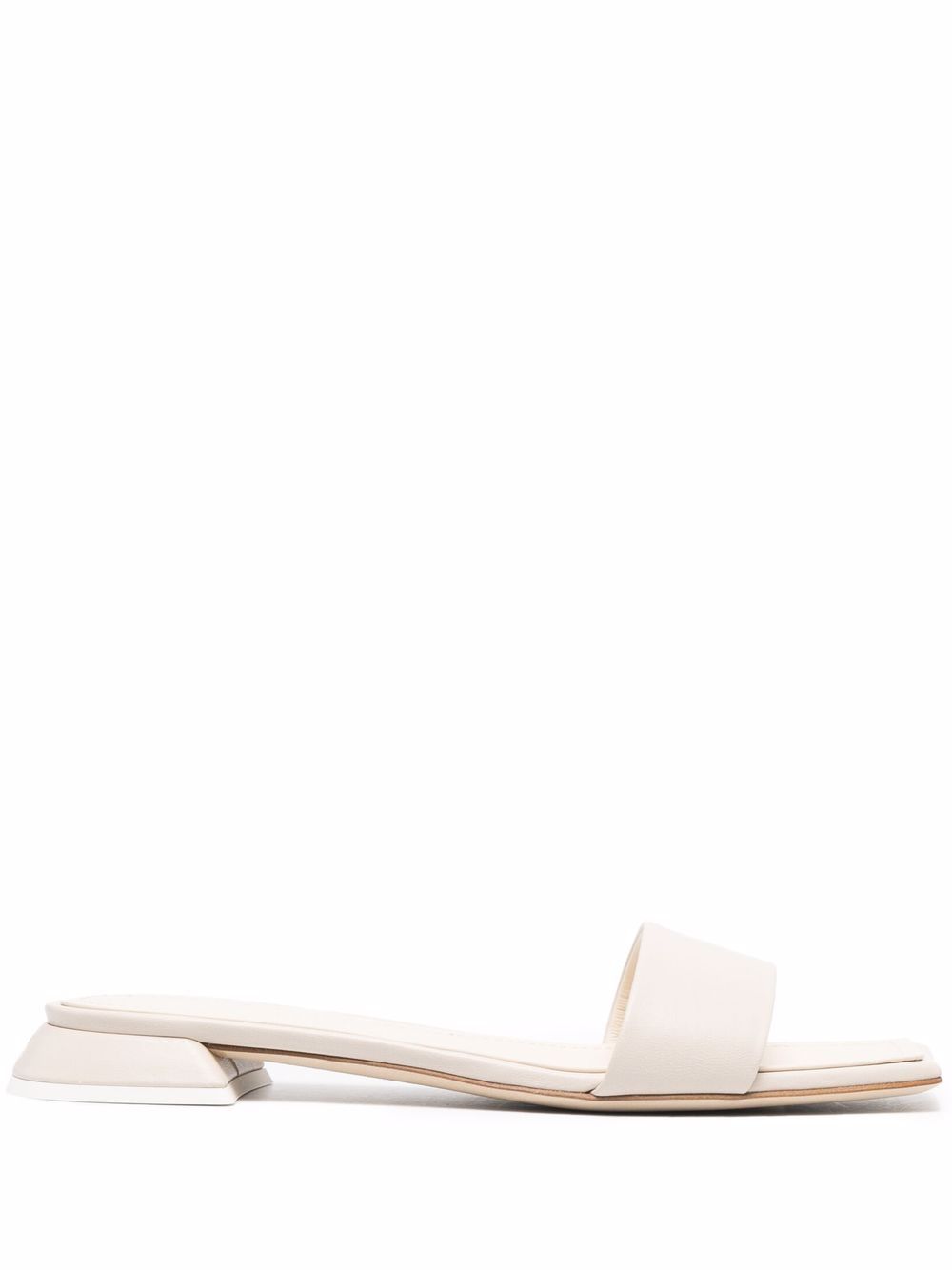 3juin square-toe leather slides - Neutrals