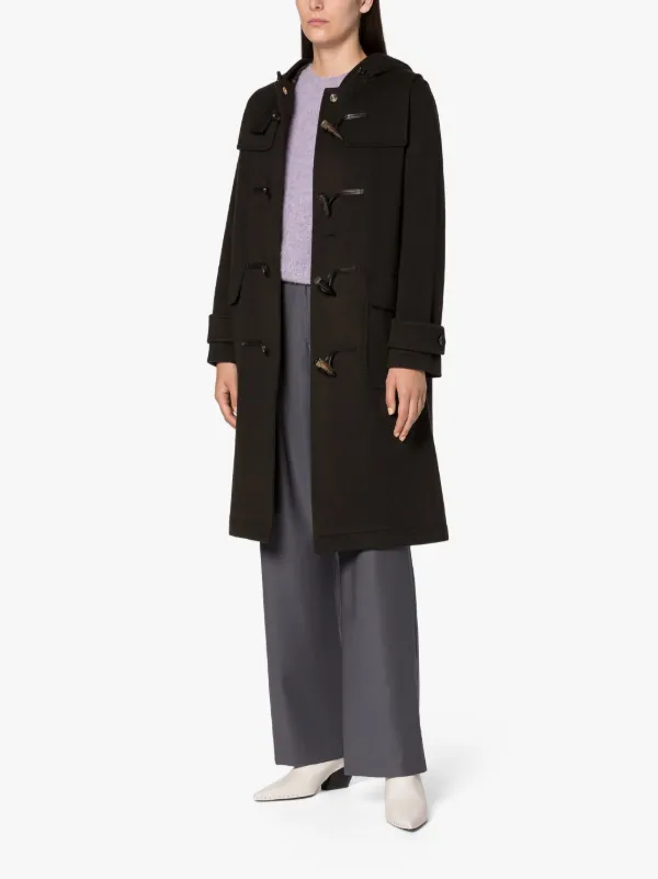 INVERALLAN Dark Chocolate Wool & Cashmere Duffle Coat