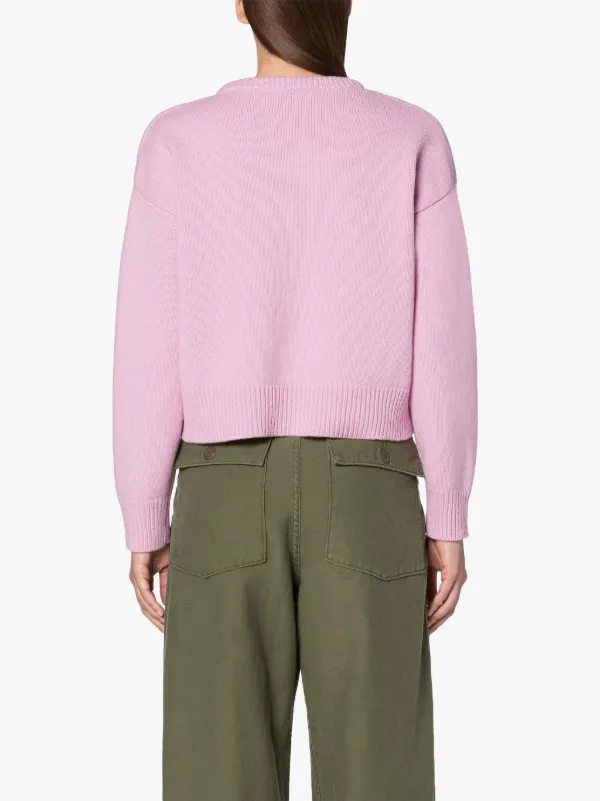 KAYLEIGH Pink Wool Crewneck Sweater