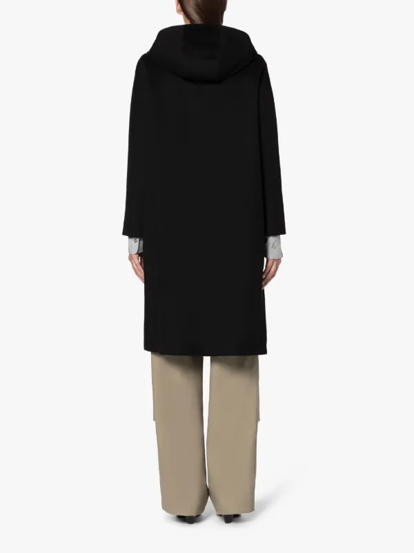INNES Black Storm System Wool Hooded Coat