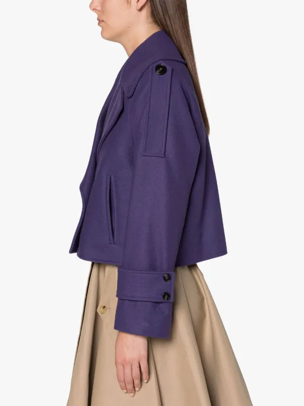 KIRSTEE Purple Wool Cropped Pea Coat