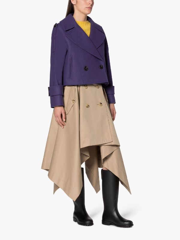 KIRSTEE Purple Wool Cropped Pea Coat