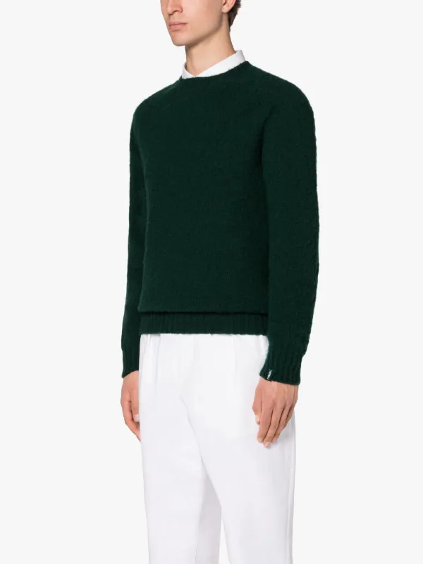 HUTCHINS Dark Green Wool Crewneck Sweater