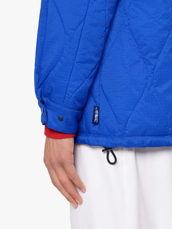 TEEMING Blue Nylon Quilted Coach Jacket