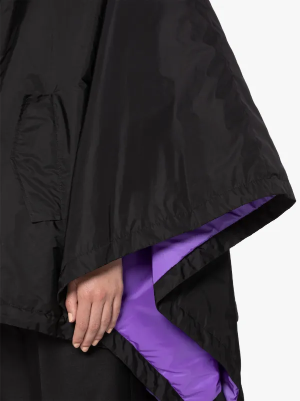 SIMA Black Nylon Hooded Poncho