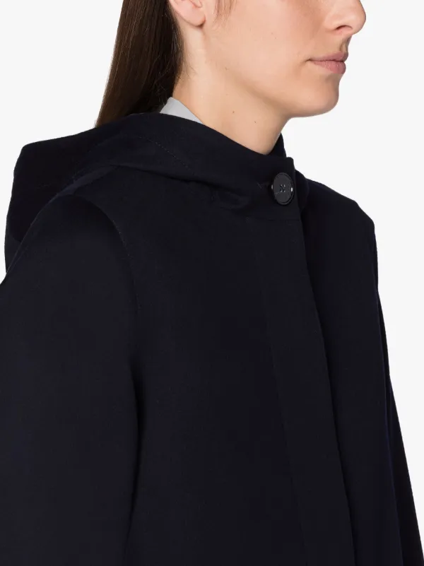 INNES Navy Storm System Wool Hooded Coat