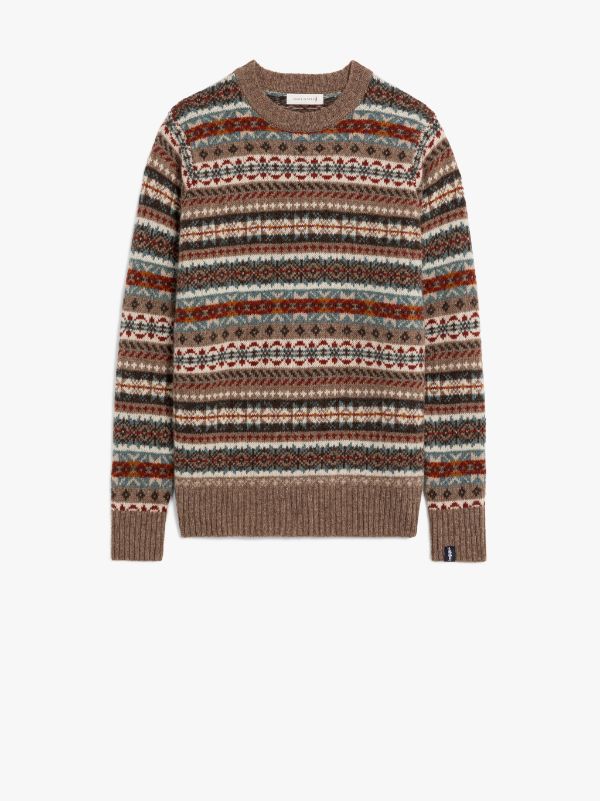 IMPULSE Nutmeg Wool Fair Isle Crewneck Sweater