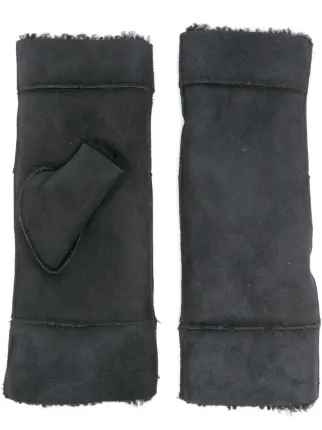 Shearling fingerless gloves deals
