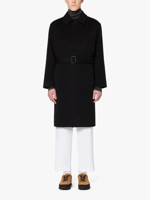 MILAN Black Wool & Cashmere Single-Breasted Trench Coat