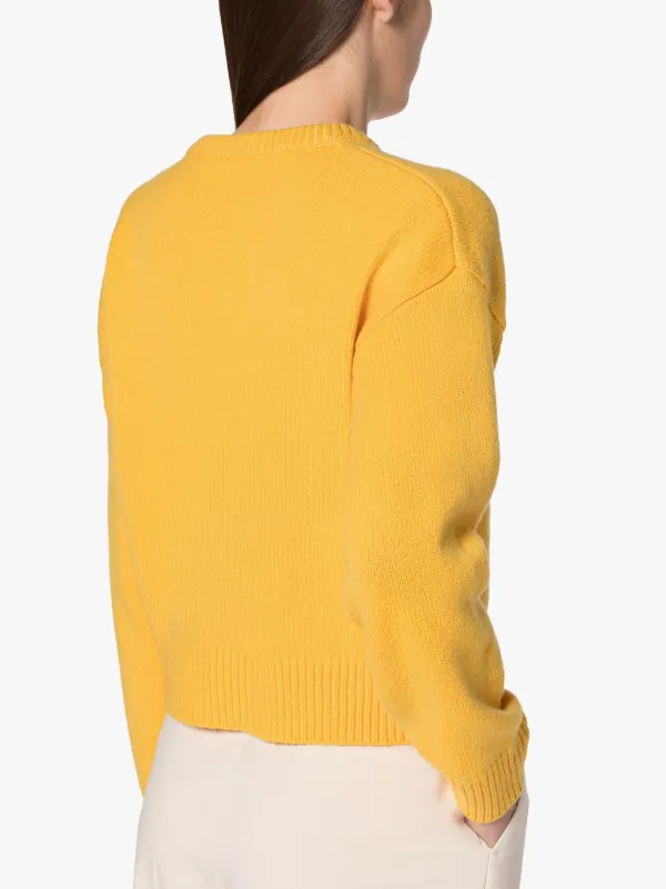 KAYLEIGH Yellow Wool Crewneck Sweater