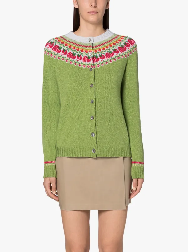 KILLIAN Green Wool Fair Isle Cardigan