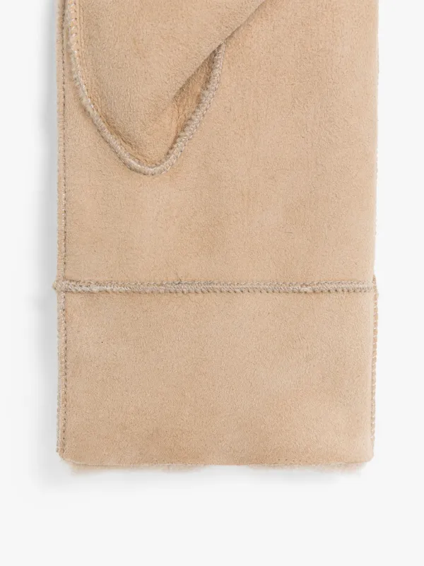 Camel Sheepskin Fingerless Gloves