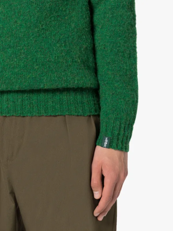 HUTCHINS Green Wool Crewneck Sweater