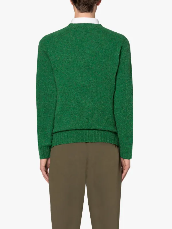 HUTCHINS Green Wool Crewneck Sweater