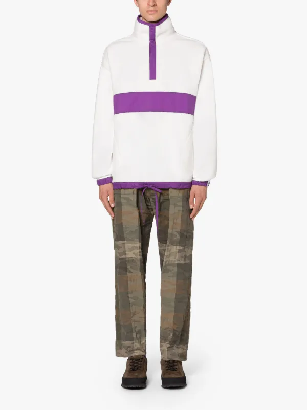 Purple & White Fleece Popover Jacket