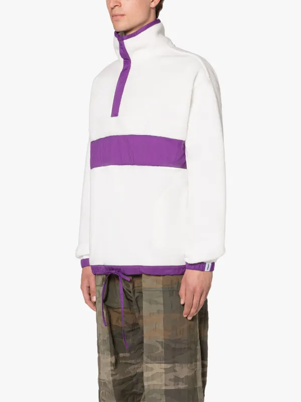 Purple & White Fleece Popover Jacket
