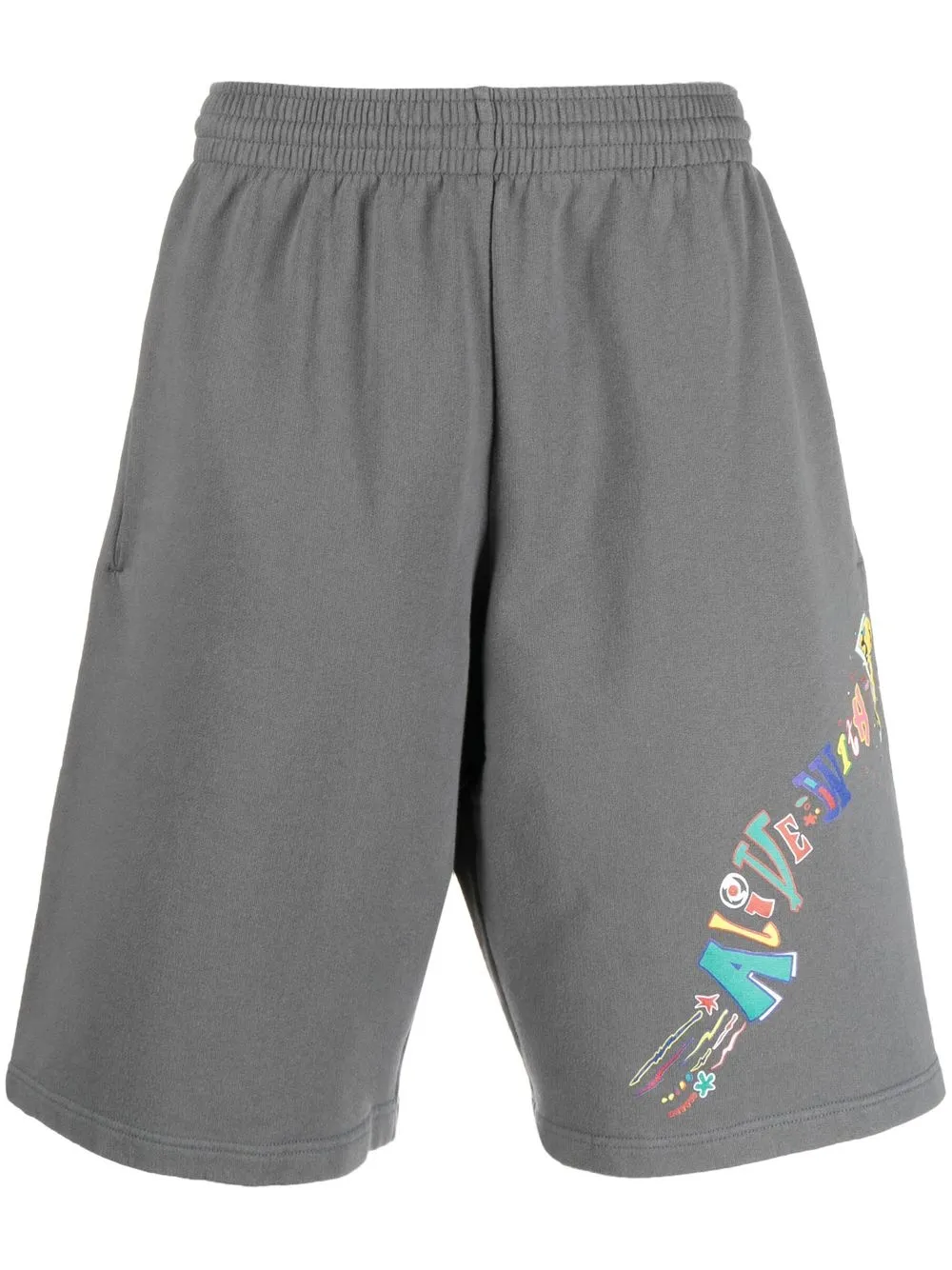 Martine Rose slogan-print Bermuda shorts | Grey | Image 1