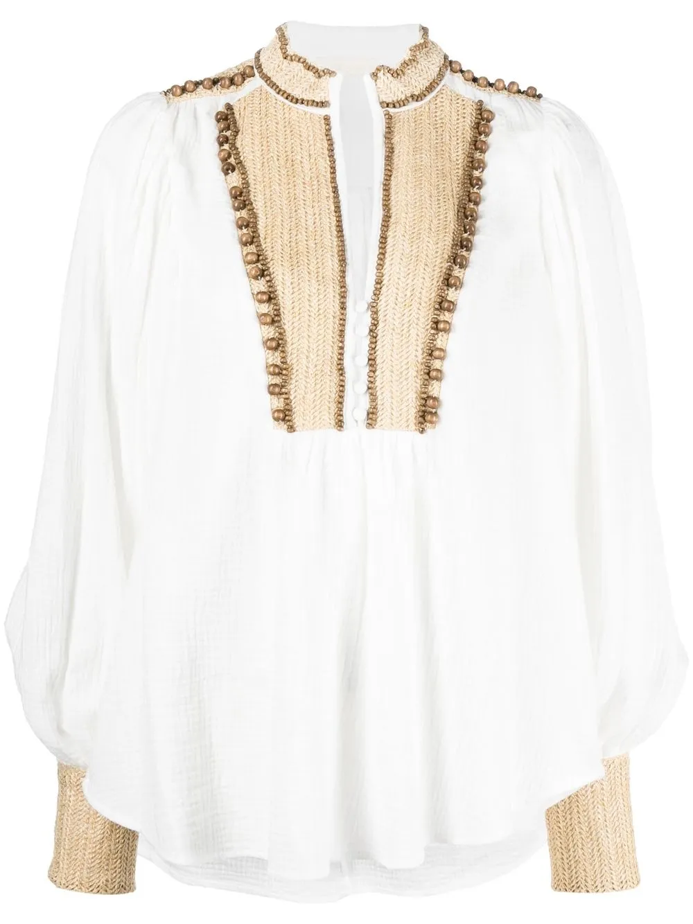 

Mes Demoiselles blusa estilo campesino con cuentas - Blanco