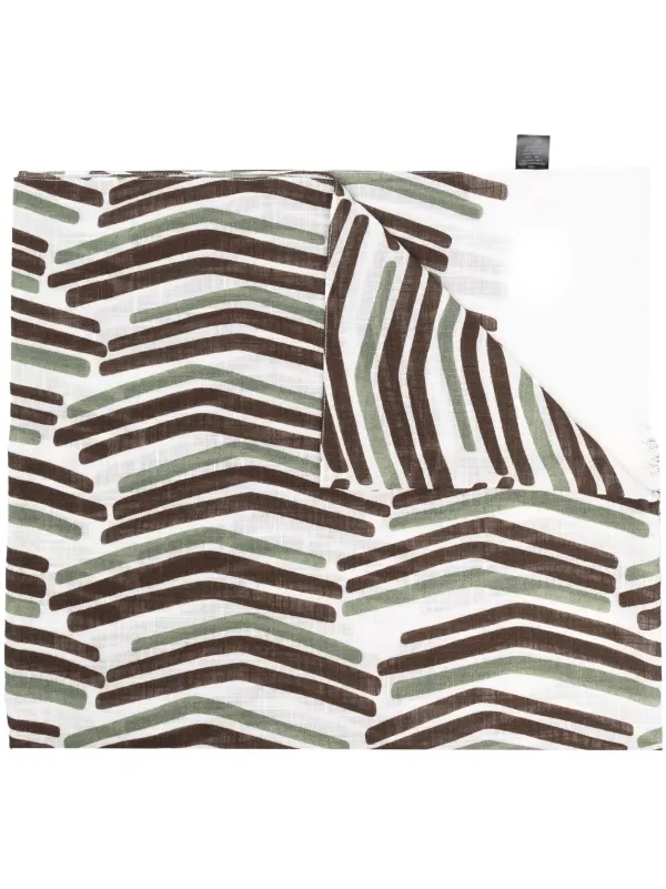 Barba Geometric-print Scarf in Brown