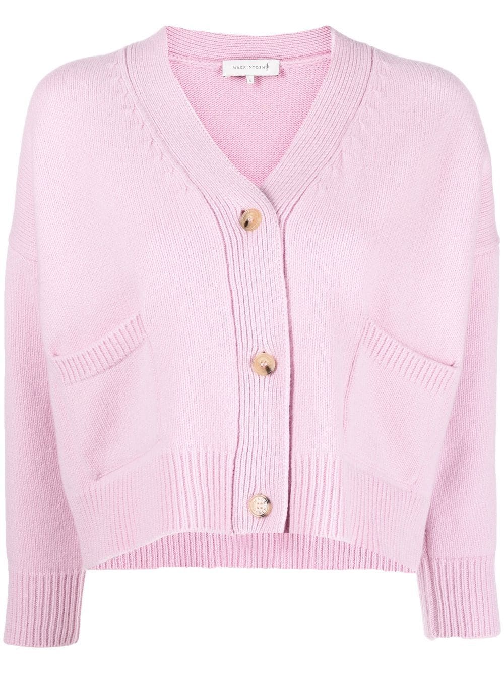 Mackintosh Kelle V-neck Wool Cardigan In Pink