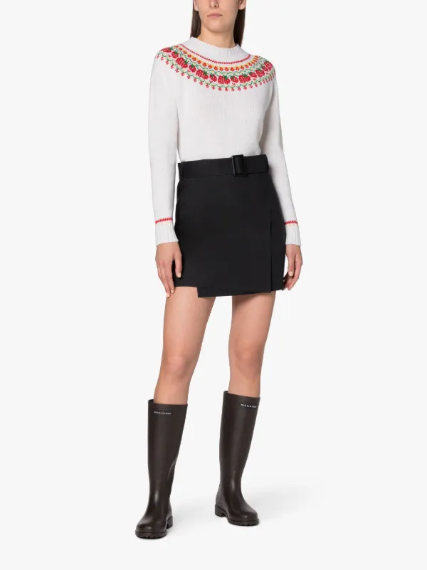 KELSI Ice White Wool Fair Isle Crewnek Sweater