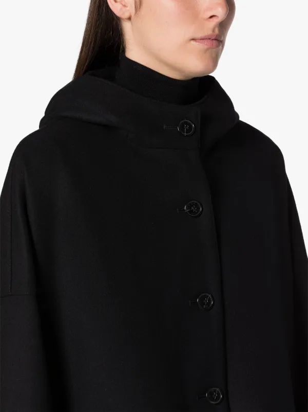 HUMBIE HOOD Black Wool Overcoat