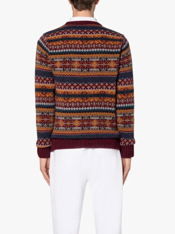 IMPULSE Bordeaux Mix Wool Fair Isle Crewneck Sweater