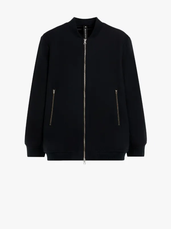 GIRTON Navy Wool Ribbed Bomber Jacket