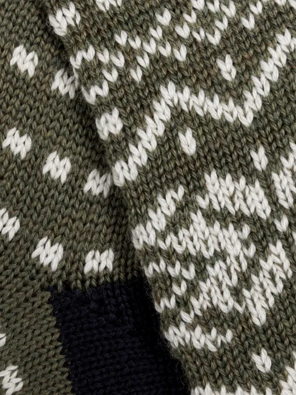 Green Merino Wool Fair Isle Socks