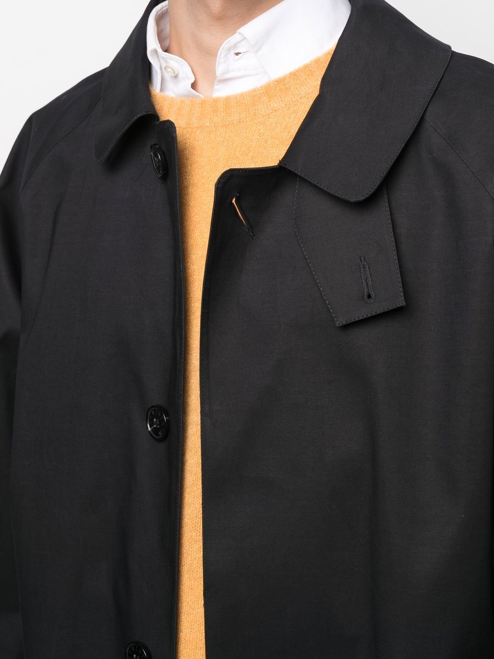 Shop Mackintosh St Honore Bonded Cotton Coat In Black